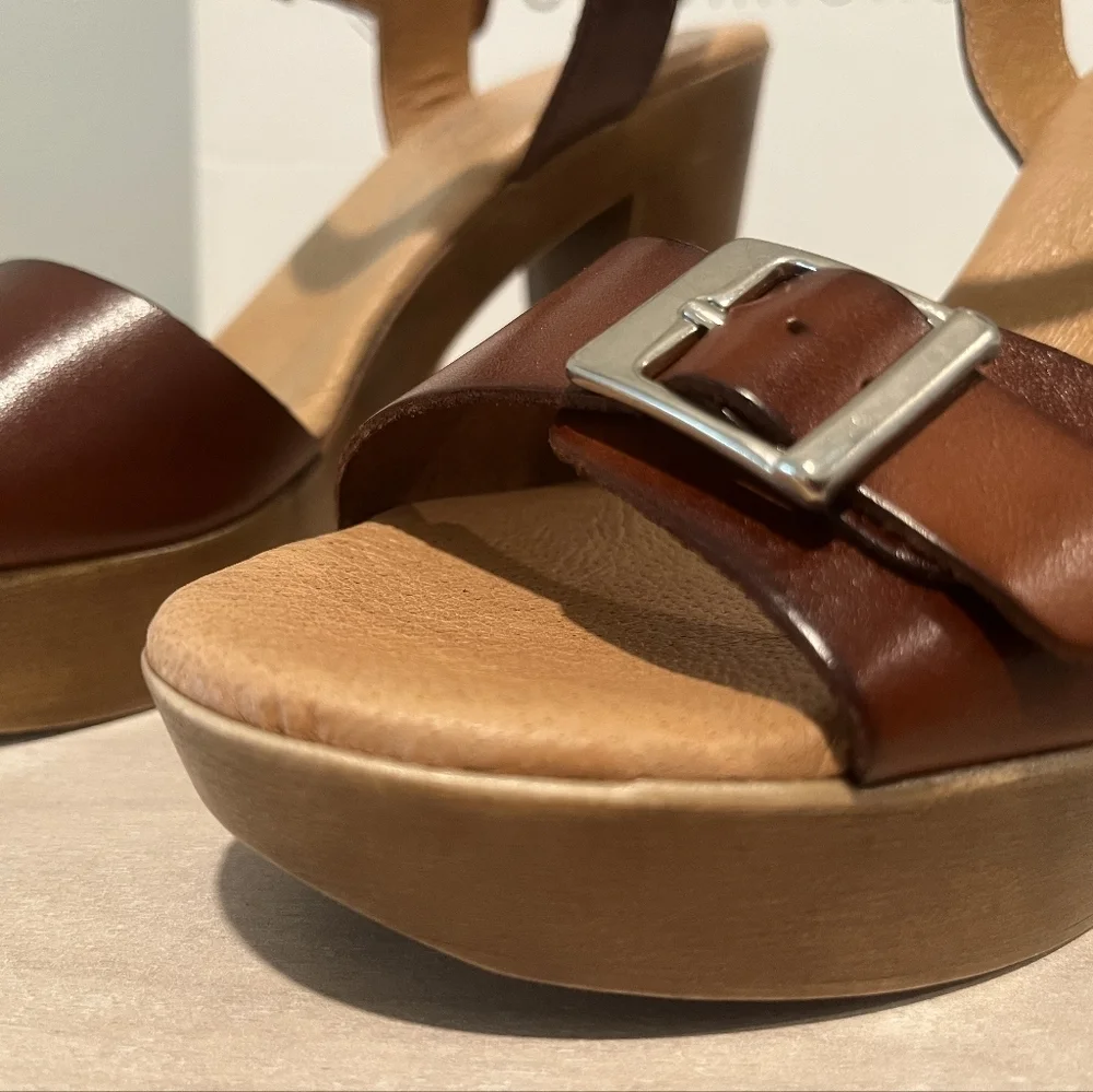 Eric Michael Jasmine Platform Heels in Brown Leather. Size EU 36. New In…‎